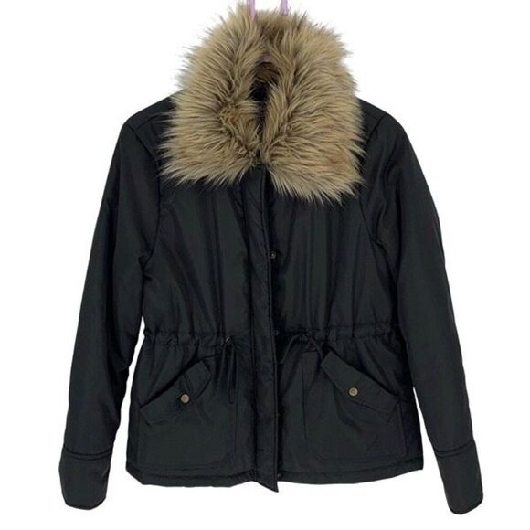 Francesca’s Collection Forever Audrey Womens Faux Fur Trim Lined Parka Coat Jack - Picture 2 of 9